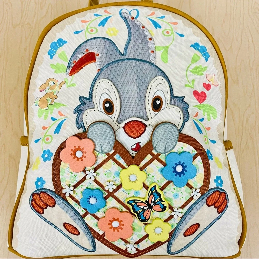 New Disney Danielle Nicole Thumper Mini Backpack Bambi Heart Rabbit Vegan Cream - Picture 3 of 6